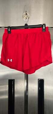 Under Armour Womens Athletic Shorts Size S Red Lined Running Gym Elastic Waist